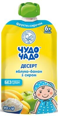 Десерт Чудо-Чадо Яблуко-банан з сиром без цукру з 6 місяців, 90 г