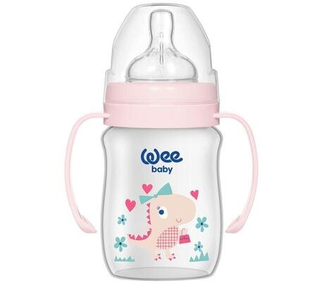 Пляшечка для годування Wee Baby Classic Plus PP з широкою шийкою з ручками, силіконова соска №1, 150 мл