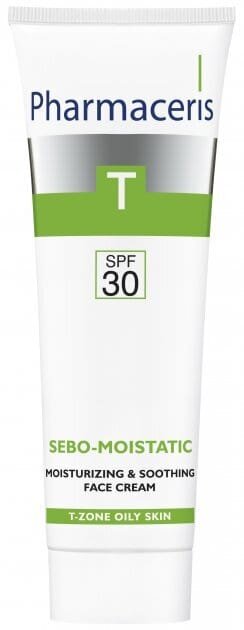Крем для обличчя Pharmaceris T Sebo-Moistatic SPF30 зволожуючий заспокійливий під час та після лікування акне, 50 мл