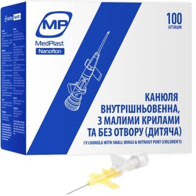 Канюля внутрішньовенна дитяча MP MedPlast Nanoflon 24G (0,7 х 19 мм), 1 штука