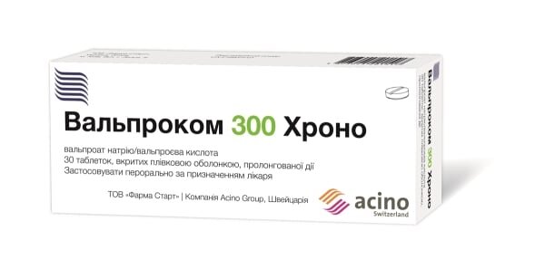Вальпроком 300 хроно таблетки, в/плів. обол., прол./д. №30 (10х3)