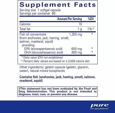 Омега-3 Pure Encapsulations ONE Omega, 60 капсул