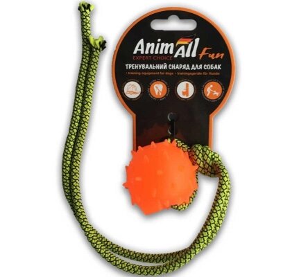 Іграшка для собак AnimAll Fun Куля з канатом помаранчева, 8 см