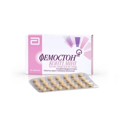 Фемостон конті міні таблетки, в/плів. обол. по 0.5 мг/2.5 мг №28