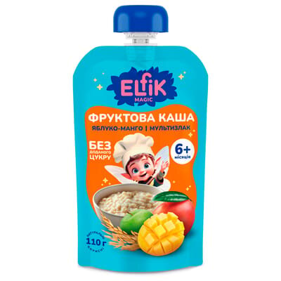 Каша фруктова Elfik Magic Яблуко-манго і Мультизлак, 110 г