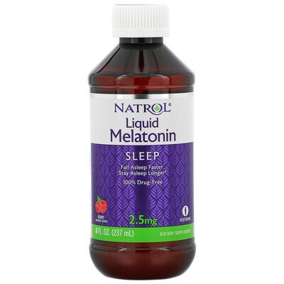 Мелатонін Natrol Liquid Melatonin 2,5 мг ягідний смак, 237 мл