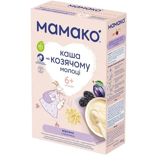 Каша молочна MAMAKO на козячому молоці вівсяна з чорносливом з 6 місяців, 200 г