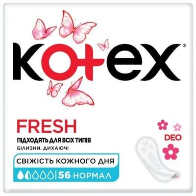 Щоденні гігієнічні прокладки Kotex Fresh Deo нормал, 56 шт