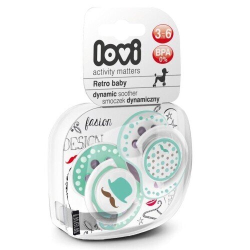 Пустушка силіконова Lovi Retro baby динамічна, 22/804boy, 3-6 місяців, 2 шт