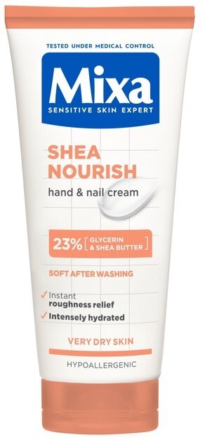 Крем для рук і нігтів Mixa Shea Nourish з маслом ши насичений живильний для сухої та дуже сухої шкіри, 100 мл