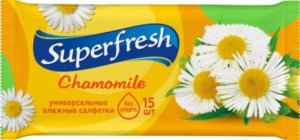 Серветки вологі Superfresh Ромашка, 15 шт