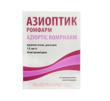 Азиоптик Ромфарм краплі оч., р-н 15 мг/г (250 мг) №6 у конт. однодоз.