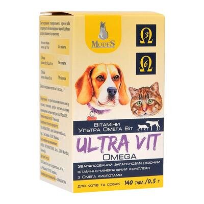 Вітамінно-мінеральний комплекс ModeS Ultra Vit Omega для собак та котів, 140 таблеток