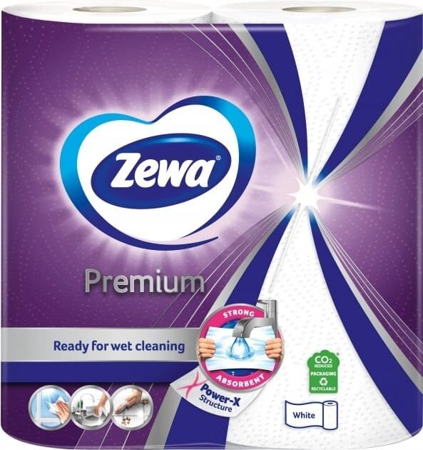 Рушник паперовий Zewa Premium 2-шаровий, білий, 2 рулони