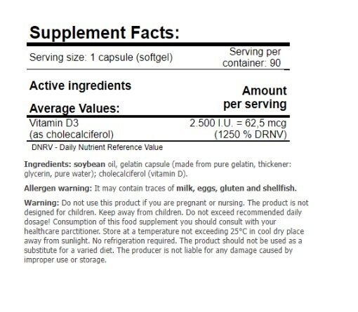 Вітамін Д 25000 МО Amix Nutrition GreenDay Vitamin D 2500 I.U., 90 м'яких капсул