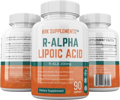 R-Альфа Ліпоєва кислота KRK Supplements R-Alpha Lipoic Acid капсули по 200 мг №90