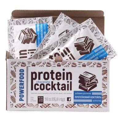 Протеїновий коктейль POWERFOOD protein cocktail, шоколад, саше по 25 г №10