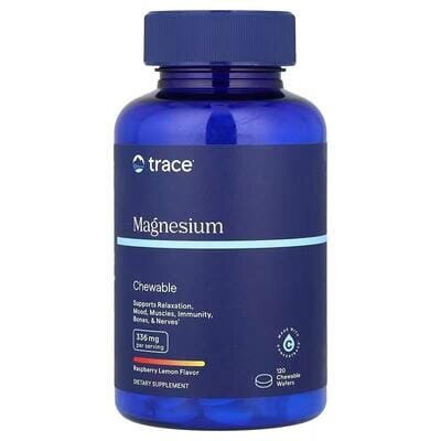 Магній Trace Minerals Magnesium Chewable зі смаком малини і лимона, 120 жувальних цукерок