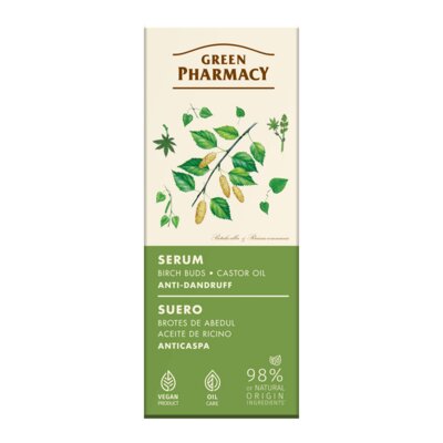 Сироватка для волосся Green Pharmacy Березові бруньки та рицинова олія проти лупи, 100 мл