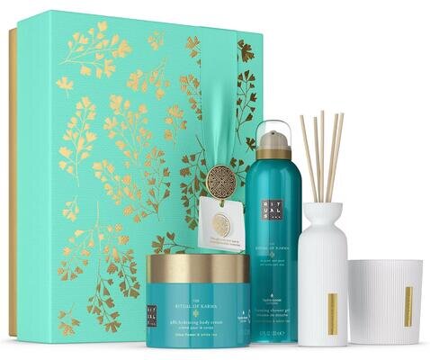 Набір Rituals The Ritual Of Karma Gift Set L (Крем для тіла 200 мл + Гель-піна для душу 200 мл + Ароматична свічка 140 г + Аромадифузор 70 мл)