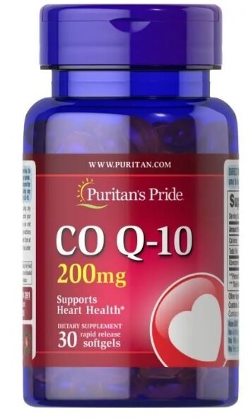 Коензим Q-10 Puritan's Pride CO Q10 200 мг (Q-SORB), 30 гелевих капсул