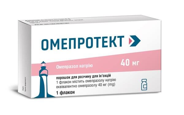 Омепротект порошок для р-ну д/ін. по 40 мг №1 у флак. з р-ком