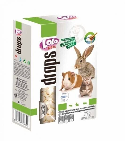 Дропси для гризунів і кроликів Lolo Pets Медово-молочні, 75 г