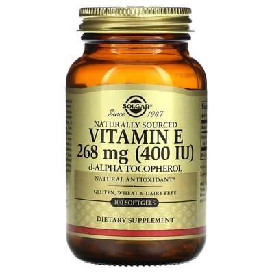 Вітамін Е Solgar Vitamin E 268 мг (400 МО) d-Alpha Tocopherol & Mixed Tocopherols м'які капсули №100