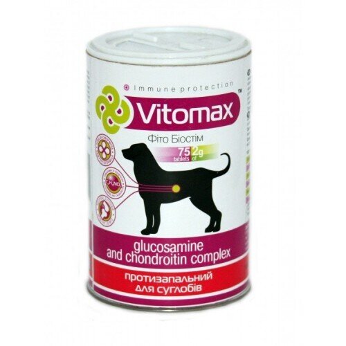 Вітаміни Vitomax 200091 для собак з глюкозаміном і хондроїтином для суглобів, 75 таблеток