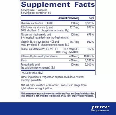 Вітаміни групи B Pure Encapsulations B-Complex Plus, 60 капсул