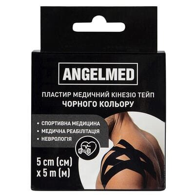 Кінезіо тейп Angelmed 5 м х 5 см, чорний