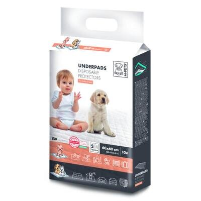 Пелюшки одноразові M-Pets Underpads Disposable Protectors For Baby&Pet для дітей та домашніх тварин, розмір 60х60 см, 10 штук