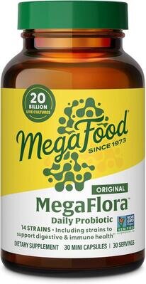 Пробіотик MegaFood MegaFlora 20 млрд КУО, 30 капсул