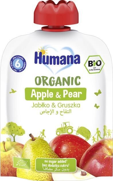 Пюре фруктове Humana Organic для дітей з 6 місяців Яблуко-Груша, 90 г