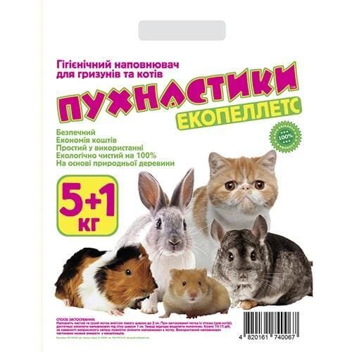 Наповнювач для котячого туалету Пухнастики деревний, 5 кг