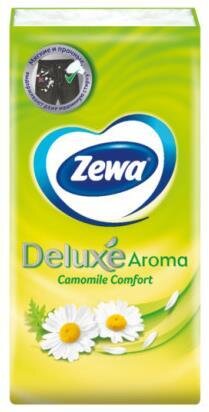 Хусточки паперові Zewa Deluxe Aroma Ромашка 3 шари, 10 шт х 1 уп