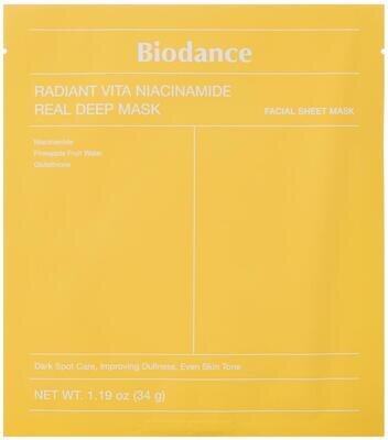 Маска для обличчя Biodance Radiant Vita Niacinamide з Ніацинамідом і Ананасовою водою, 19 г