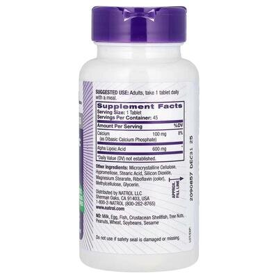 Альфа-ліпоєва кислота Natrol Alpha Lipoic Acid 600 мг, 45 таблеток
