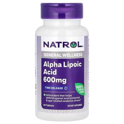 Альфа-ліпоєва кислота Natrol Alpha Lipoic Acid 600 мг, 45 таблеток