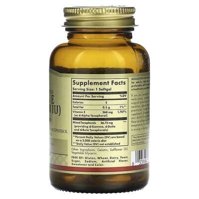 Вітамін Е Solgar Vitamin E 268 мг (400 МО) d-Alpha Tocopherol & Mixed Tocopherols м'які капсули №50