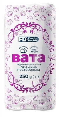 Вата нестерильна FD Family Doctor медична гігроскопічна, гігієнічна, "Зіг-Заг", 250 г