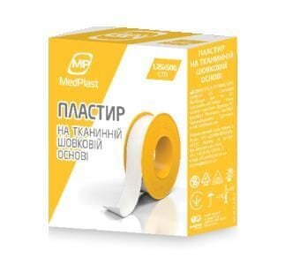 Пластир медичний МР MedPlast на тканинній шовковій основі, 1,25 см х 500 см, 1 штука