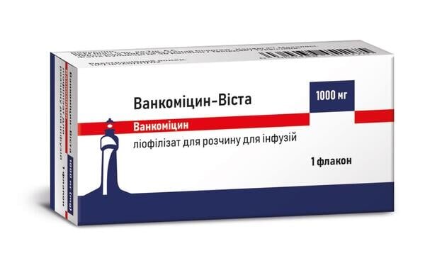 Ванкоміцин-Віста ліофілізат для р-ну д/інф. по 1000 мг №1 у флак. скл.
