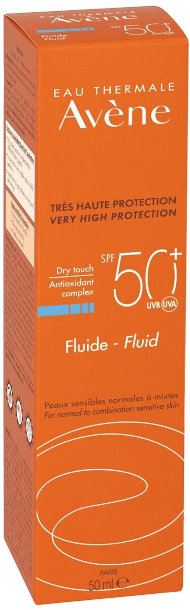 Флюїд cонцезахисний Avene SPF50+ Dry touch для нормальної та комбінованої чутливої шкіри (2047), 50 мл