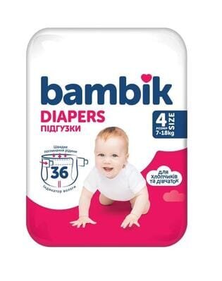 Підгузки Bambik Medium, розмір 4 Maxi, 7-18 кг, 36 шт
