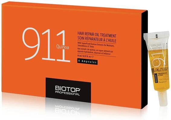 Масло для волосся Biotop 911 Quinoa з протеїнами кіноа, в ампулах, 6 шт x 11 мл