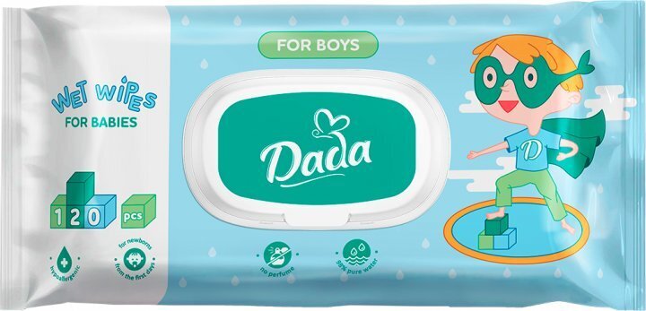 Серветки вологі Dada For Boys детские гіпоалергенні, 120 шт