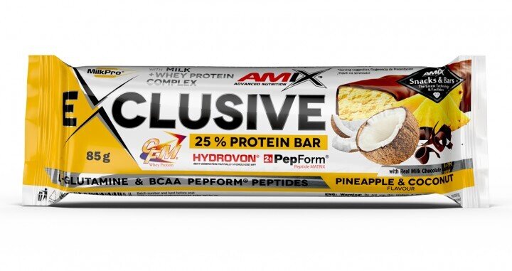 Батончик Amix Nutrition Exclusive Protein Bar ананас-кокос, 85 г 1/12