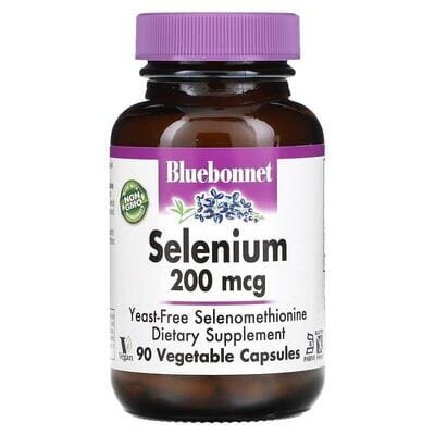 Селен Bluebonnet Nutrition Selenium 200 мкг, без дріжджів, 90 вегетаріанських капсул