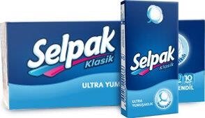 Хусточки паперові Selpak гігієнічні стандарт, 10 шт х 10 уп